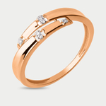Кольцо женское из розового золота 585 пробы с фианитами (арт. 025441-1102)