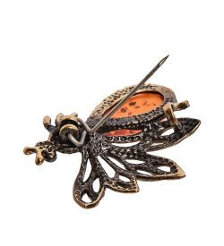 AM-2627 Брошь «Муха» мал. (латунь, янтарь)
