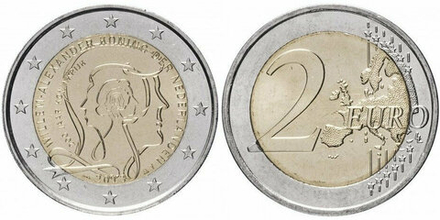 Нидерланды 2 евро 2013 200 лет Королевству UNC