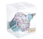 Елочная игрушка "Сладкая пироженка" 7*7*9,5 см, Голубой (Серпантин)