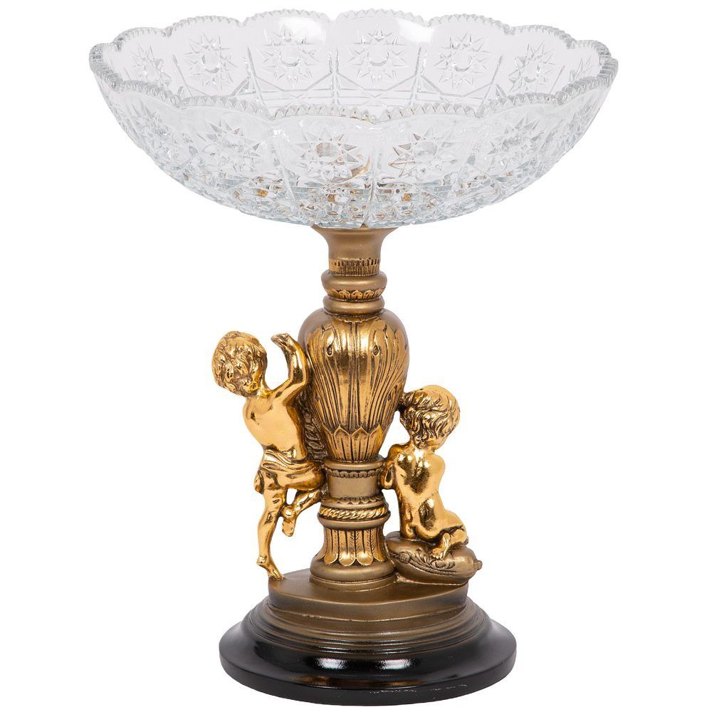 Фруктовница-конфетница Путти со стеклянной чашей 7373 Бронза