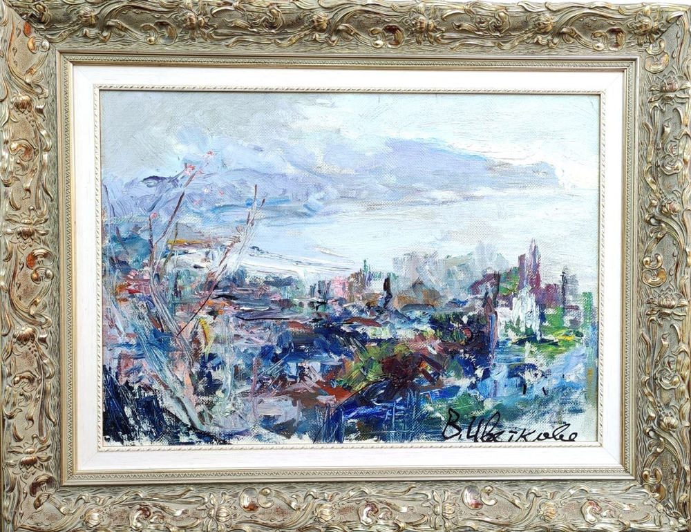 Картина Цветковой В.П. "Зимняя Ялта" холст/масло 50х70
