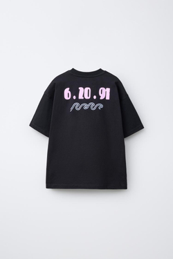 ZARA ФУТБОЛКА С ПРИНТОМ SURF, ЧЕРНЫЙ