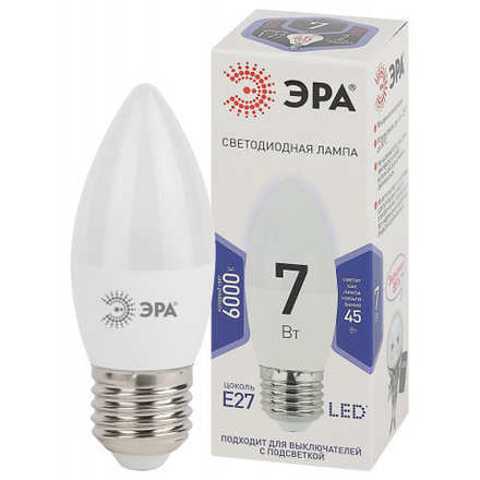 Лампочка светодиодная ЭРА STD LED B35-7W-860-E27 E27 / Е27 7Вт свеча холодный дневной свет