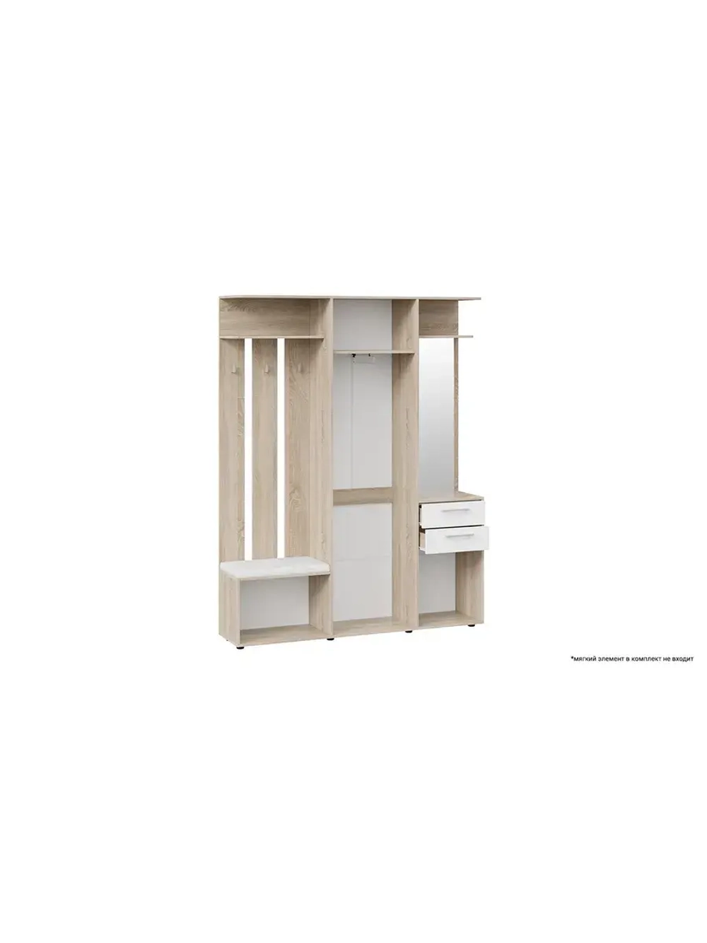 Прихожая с зеркалом Дуб Сонома 160х36х205