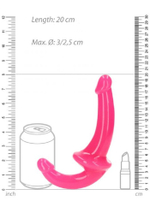 Страпон безремневой RealRock люминесцентный розовый 13,5 см