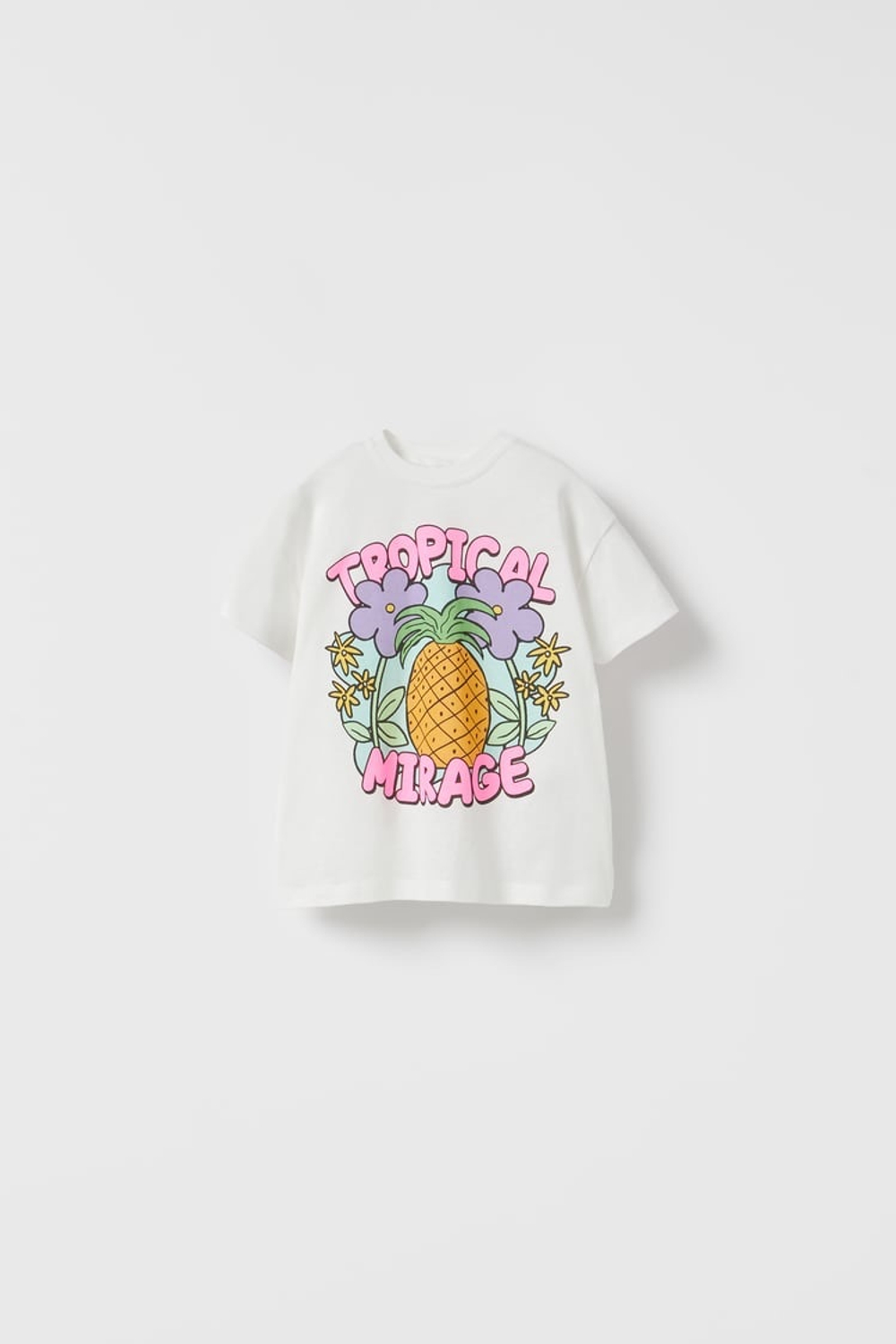 ZARA ФУТБОЛКА С ПРИНТОМ, БЕЛЫЙ