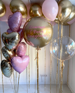 Воздушные шары стильные Хит розовый/золото №3658