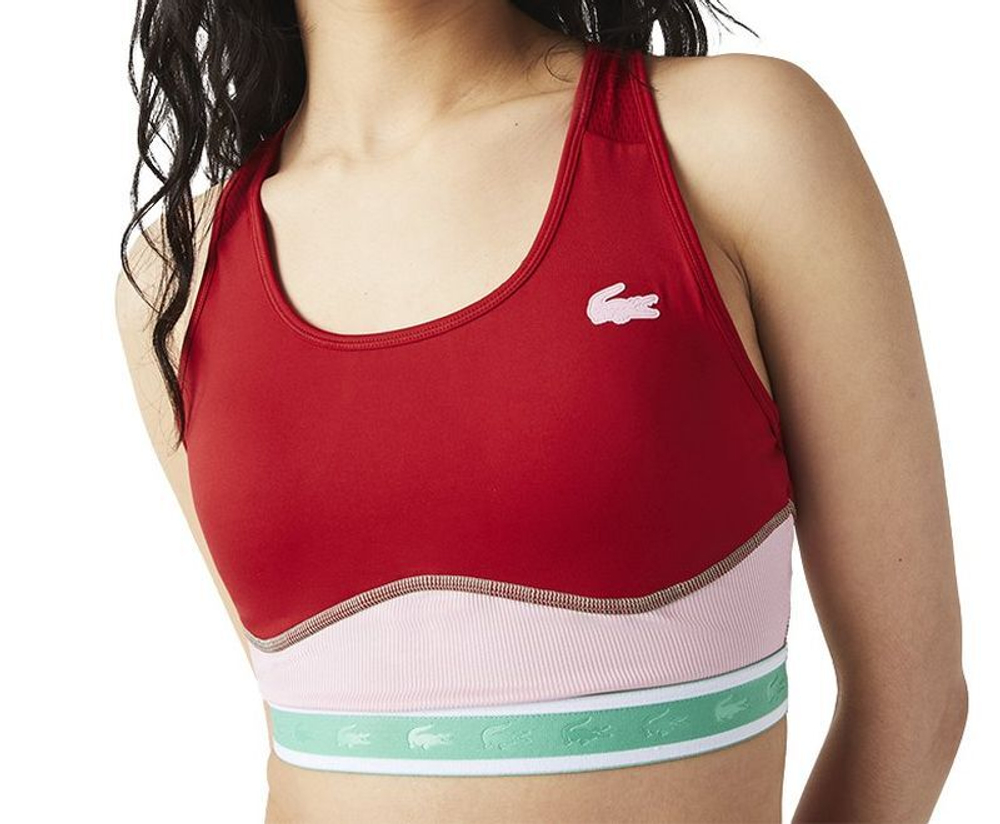 ТОП теннисный Lacoste SPORT Women's Racer Back Sports Bra - red/pink/green