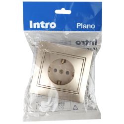 Розетка Intro Plano 1-201-04 без заземления 2P 16А-250В IP20 СУ шампань