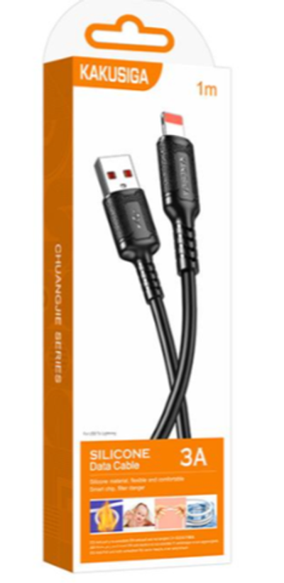 Кабель Kakusiga KSC-984 Lightning 3A силиконовый черный 1 м