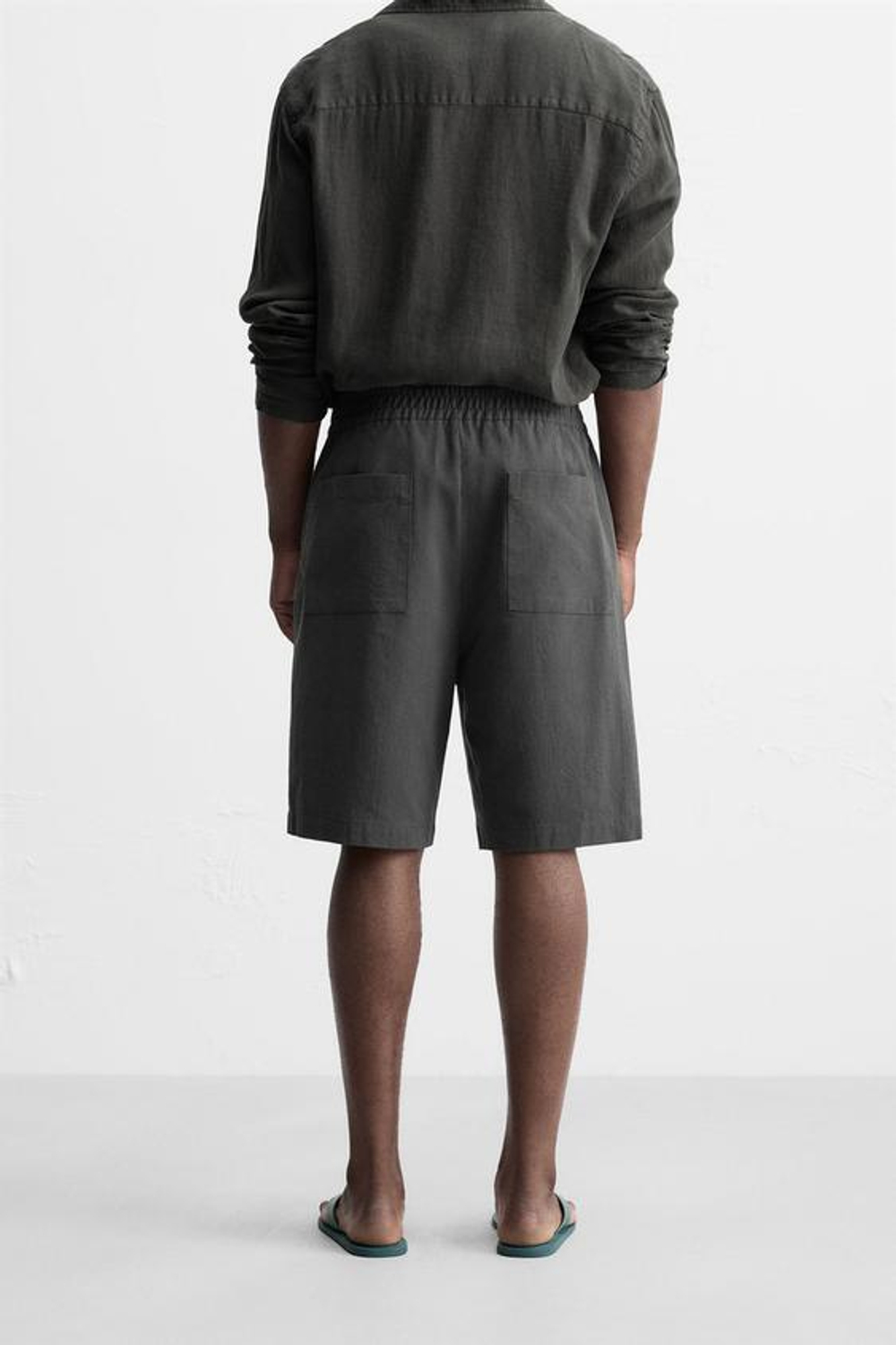 ZARA ХЛОПКОВЫЕ ШОРТЫ RELAXED FIT, СЕРЫЙ