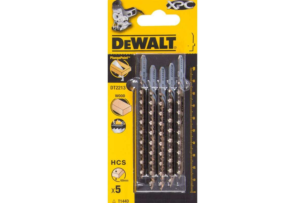 Пилки для лобзика по дереву (100 мм; шаг зубьев 4.2 мм) 5 шт. DEWALT DT2213