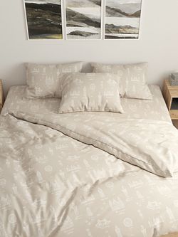 Постельное белье  перкаль Сказка "Туманный альбион" евро  Наволочка 70х70 см 2 шт  Простынь на резинке 180x200 см  Пододеяльник 200x215 см