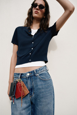 ZARA КОЖАНЫЙ КОШЕЛЕК-КАРТХОЛДЕР, КОРИЧНЕВЫЙ