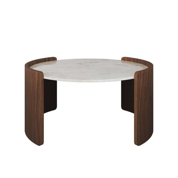 Столик Lagom Stone D 65 см высота 32 см (камень OV, орех)