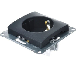 GLOSSA РОЗЕТКА с заземлением, 16А, механизм, АНТРАЦИТ GSL000743