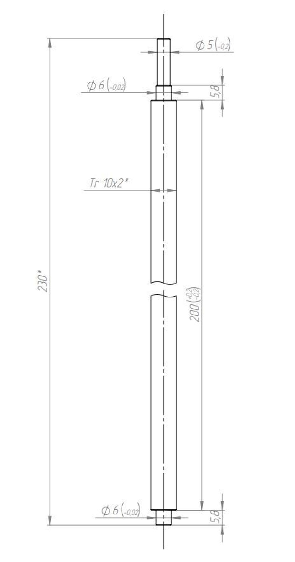 Винт оси Z трапецеидальный Tr10x2 (AISI 304)