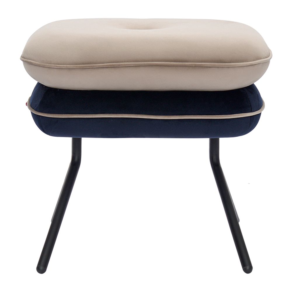 Пуф Pea, велюр, бежевый/темно-синий