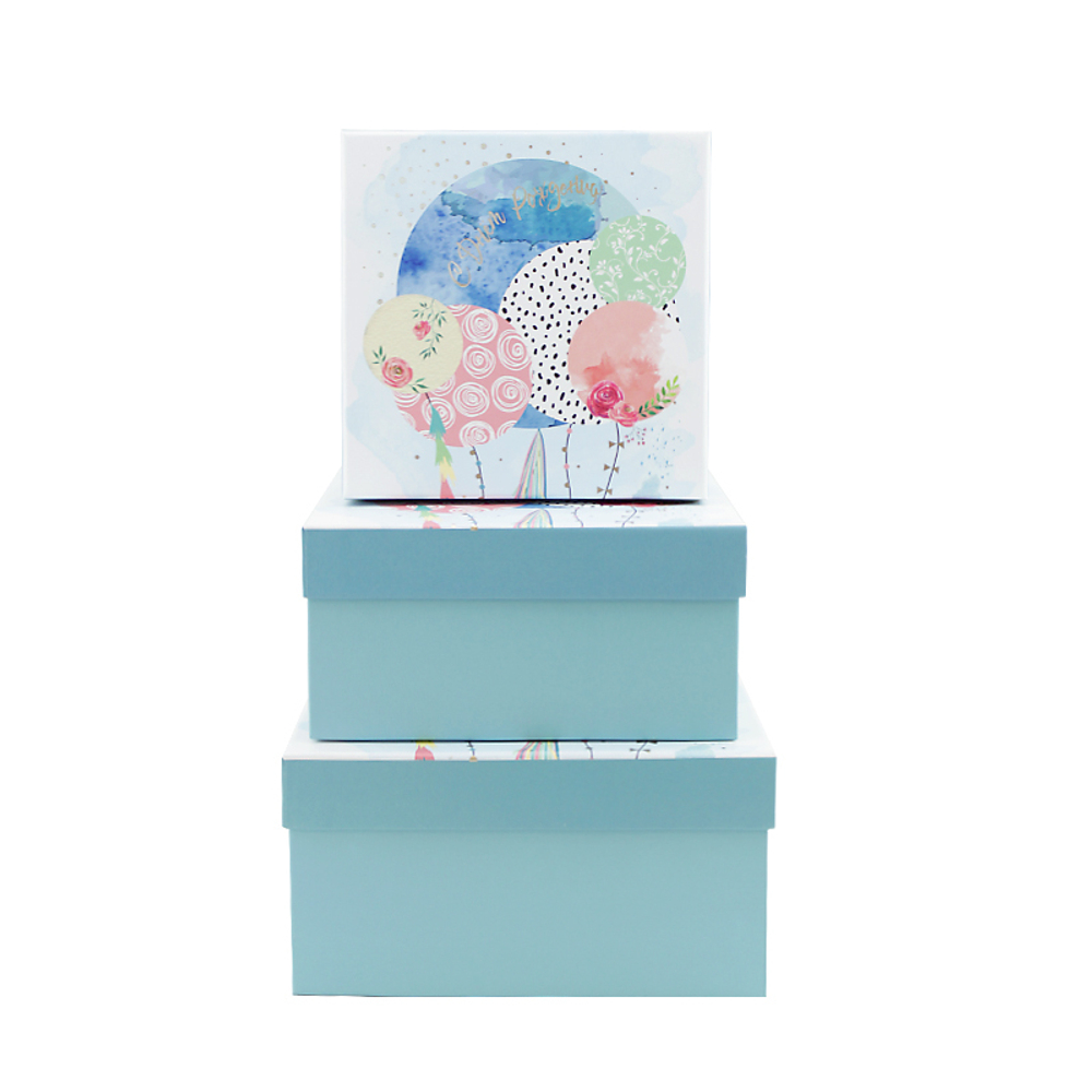 Коробка 3 "С Днем Рождения. Шарики" Тиснение фольгой 18*18*9 см