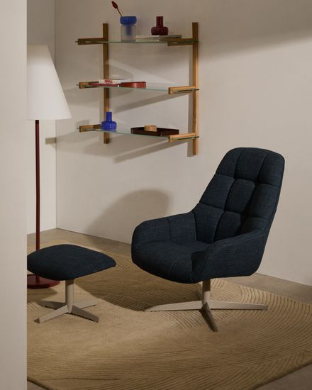 Вращающееся кресло Jaspe синего цвета с серым металлом Испания La Forma