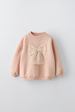 ZARA ТОЛСТОВКА С БАНТОМ, РОЗОВЫЙ