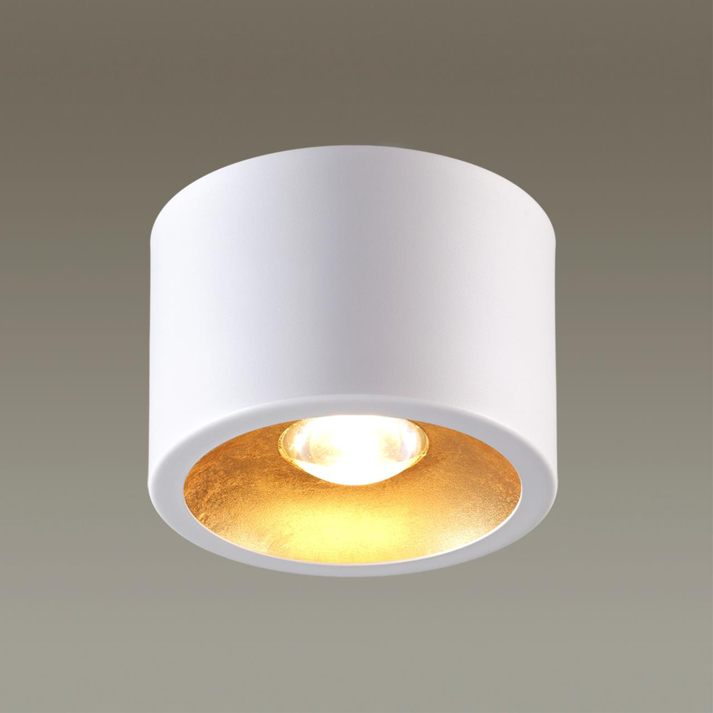 6668/1CL HIGHTECH ODL19 337 белый с золотым фольг-м Потолочной накладной светильник LED GU10 1*7W 220V GLASGOW (вместо 3877/1CL)