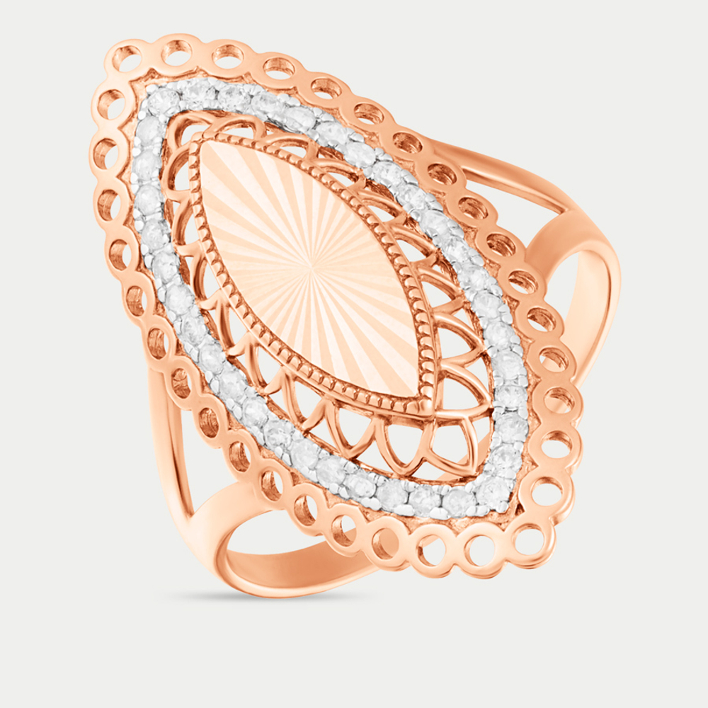 Кольцо для женщин с фианитами из розового золота 585 пробы (арт. 10660А)