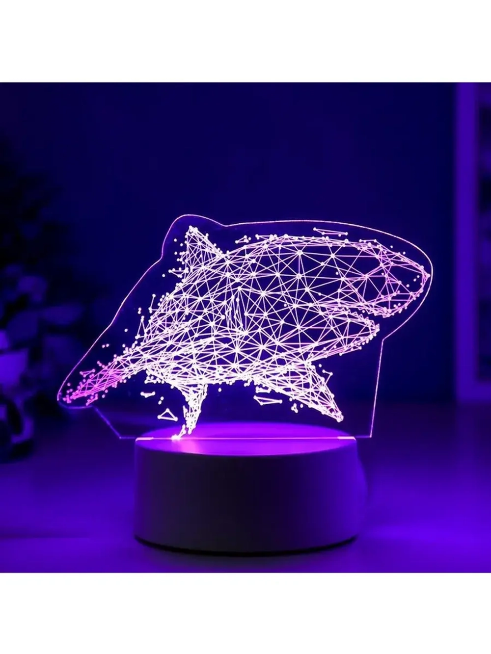Светильник 3D ночник RISALUX «Большая акула», LED RGB, от се