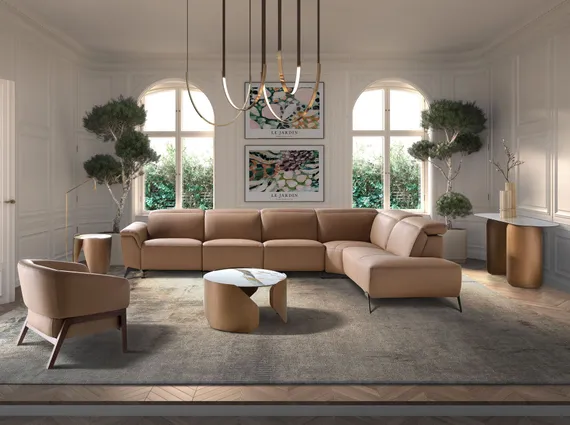 Журнальный столик 2162 с керамической столешницей и стальным основанием бронзового цвета Ø80