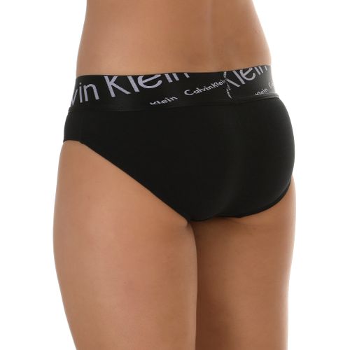 Женские трусы слипы черные с белой надписью Calvin Klein Italic Waistband