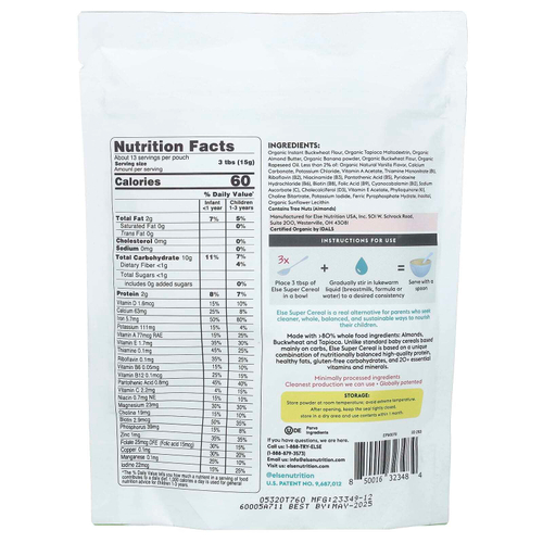 Else, Для детей, растительный миндаль и гречка, супер злаки, от 6 месяцев, банан, 198 г (7 унций)