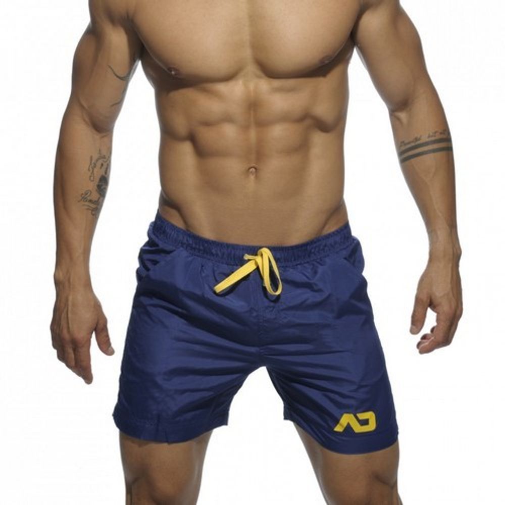 Мужские шорты удлиненные синие с желтыми шнуркамиAddicted Sport Shorts Navy
