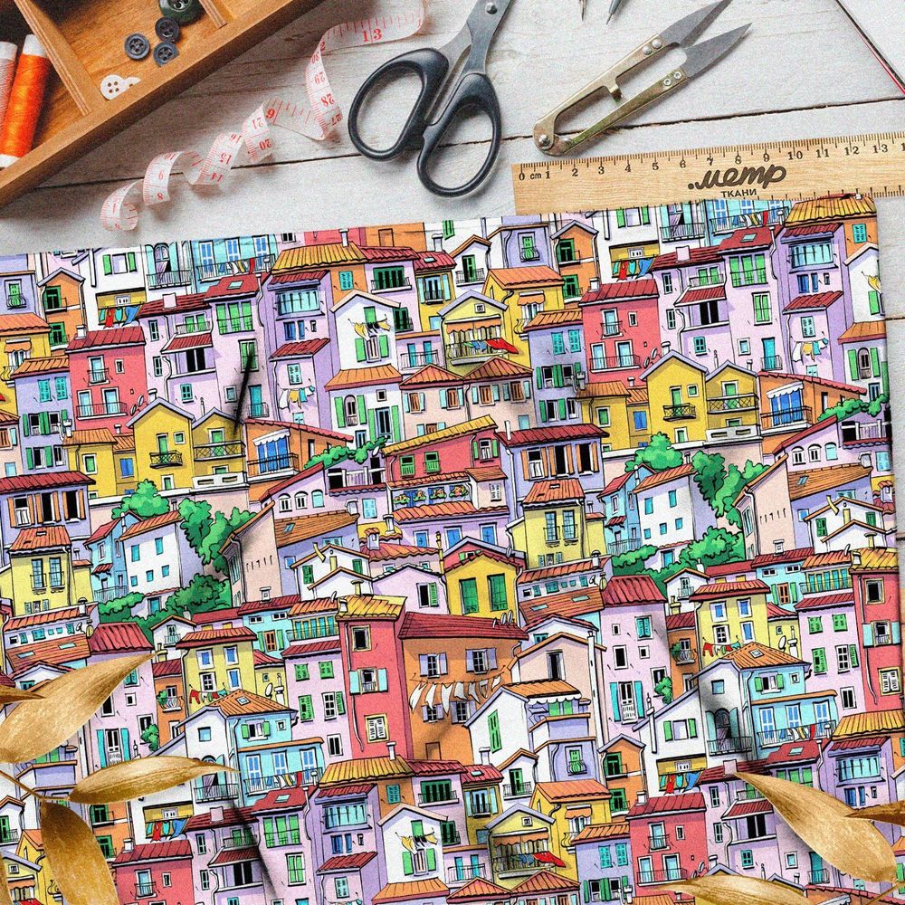 Ткань муслин городские дома