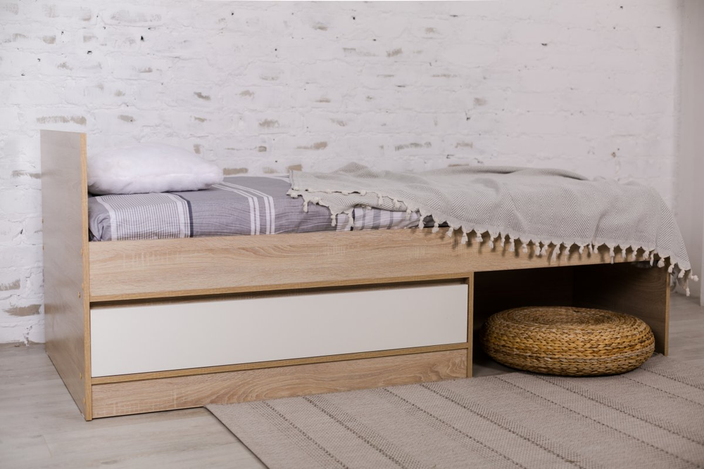 Кровать с ящиком Бруно дуб сонома/белый 900*2000
