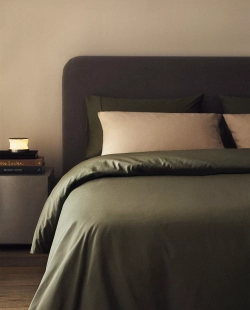 ZARA HOME (300 НИТЕЙ) ПОДОДЕЯЛЬНИК ИЗ ХЛОПКА ПЕРКАЛЬ, ТЕМНО-ЗЕЛЕНЫЙ