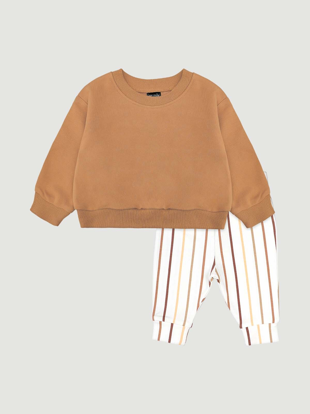 Комплект Mjölk Свитшот Camel/Штанишки Ecru Stripes