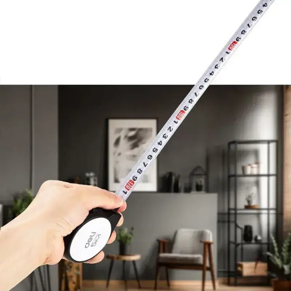 Рулетка "Home Series White" Deli H8005A 5м х 19мм (Эксклюзивный дизайн, подарочная упаковка)