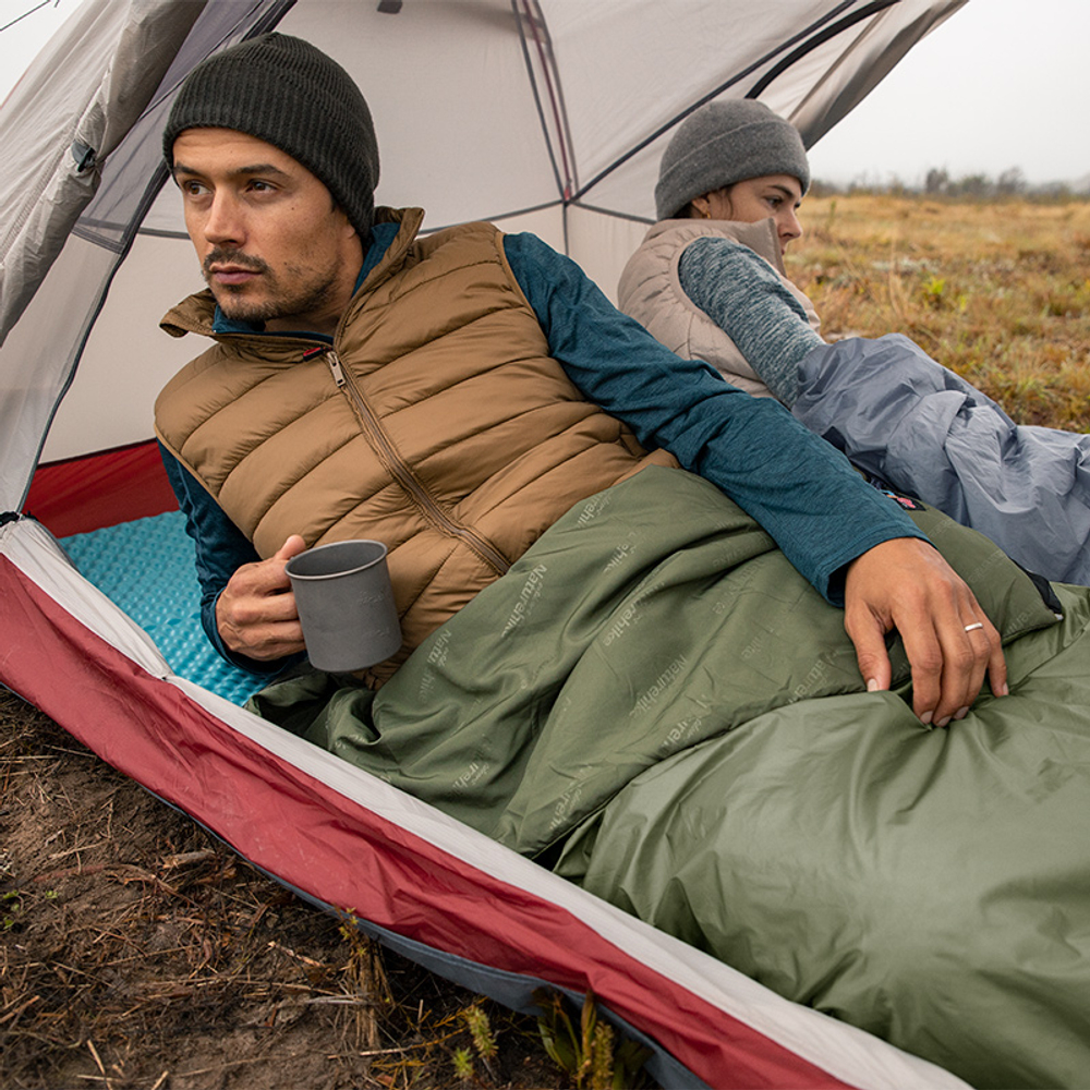 Спальный мешок летний Naturehike LW180, зеленый (NH21MSD09), молния слева