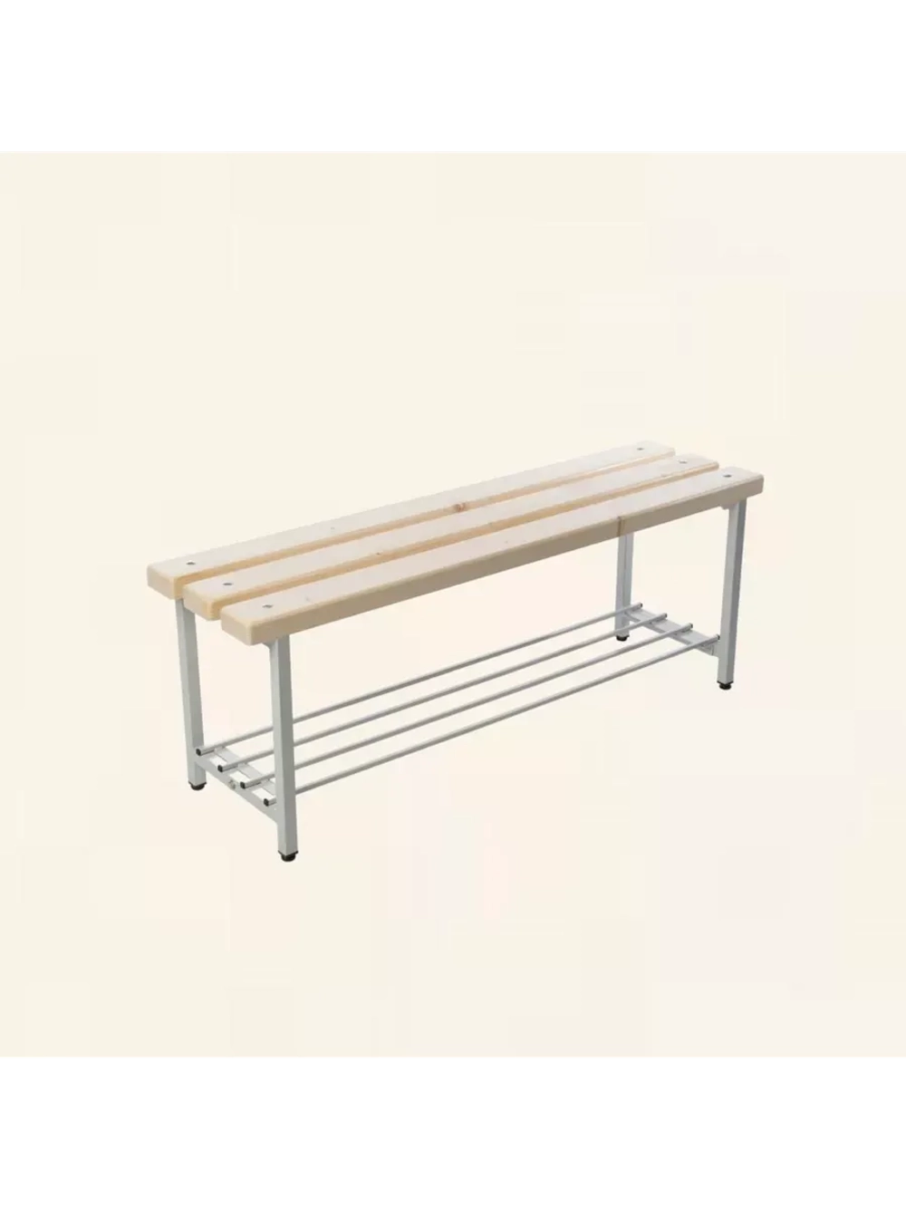 Скамейка с полкой для обуви, 120 см лак/серая