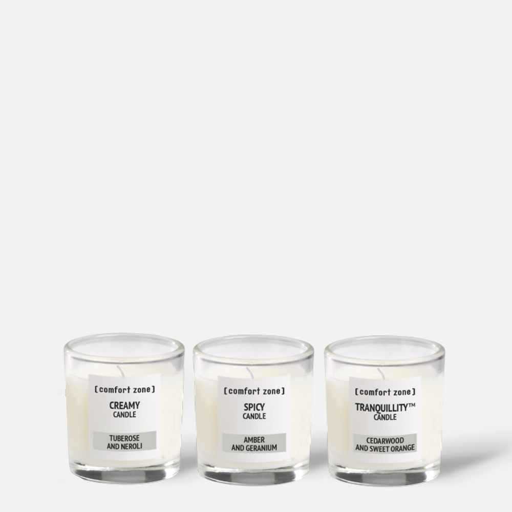 COMFORT ZONE TRANQUILLITY CANDLE SET Трио аромасвечей (Creamy Candle, Spicy Candle, Tranquillity Candle )