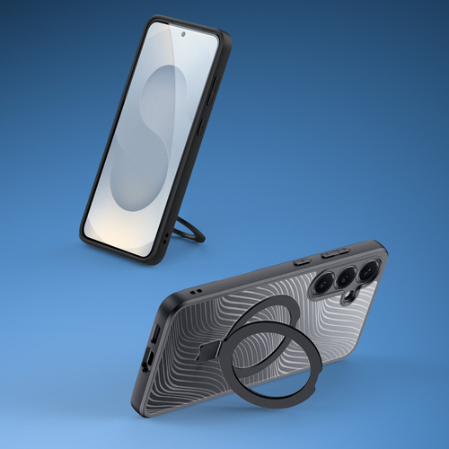 Чехол с MagSafe от Dux Ducis для Samsung Galaxy S25, серия Aimo Mag Series (версия с магнитной откидной подставкой)