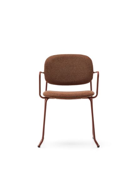 Стул Meli с подлокотниками из терракотовой шенилли с терракотовыми металлическими ножками La Forma Испания
