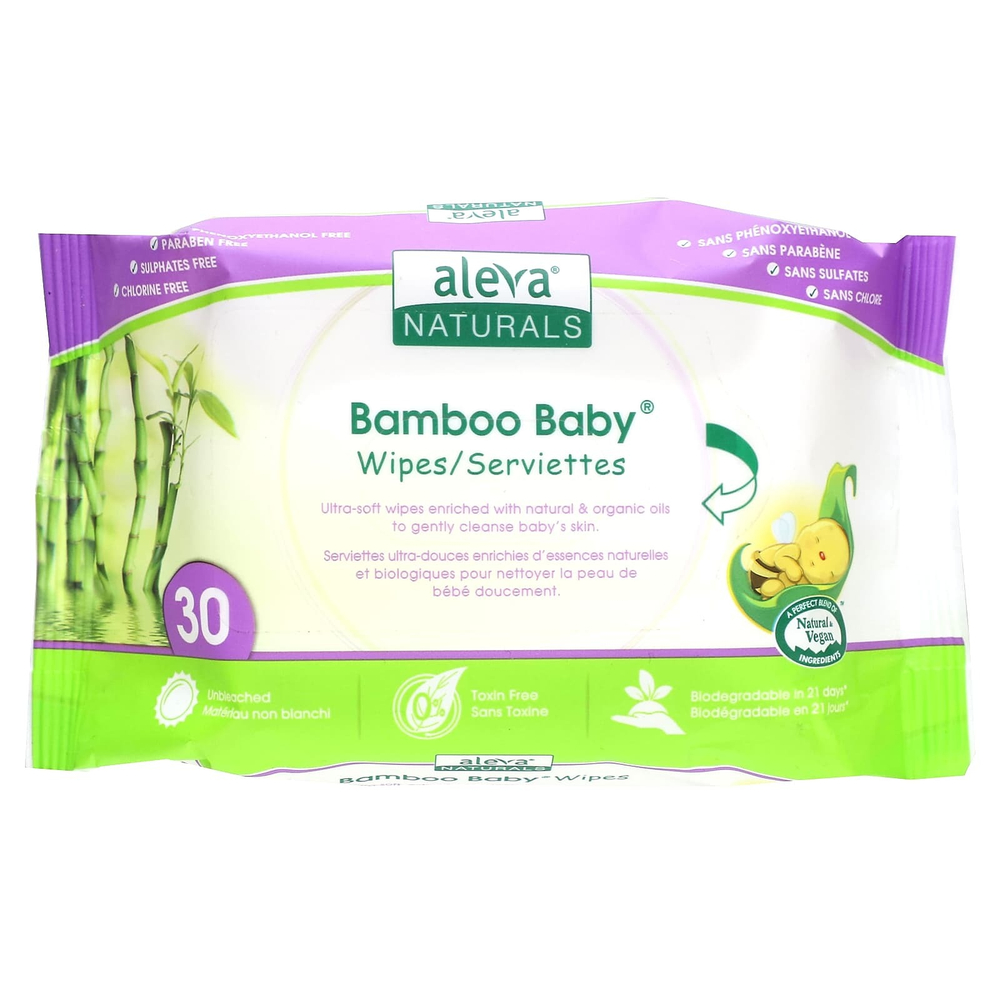 Aleva Naturals, бамбуковые салфетки, для детей, 30 шт.