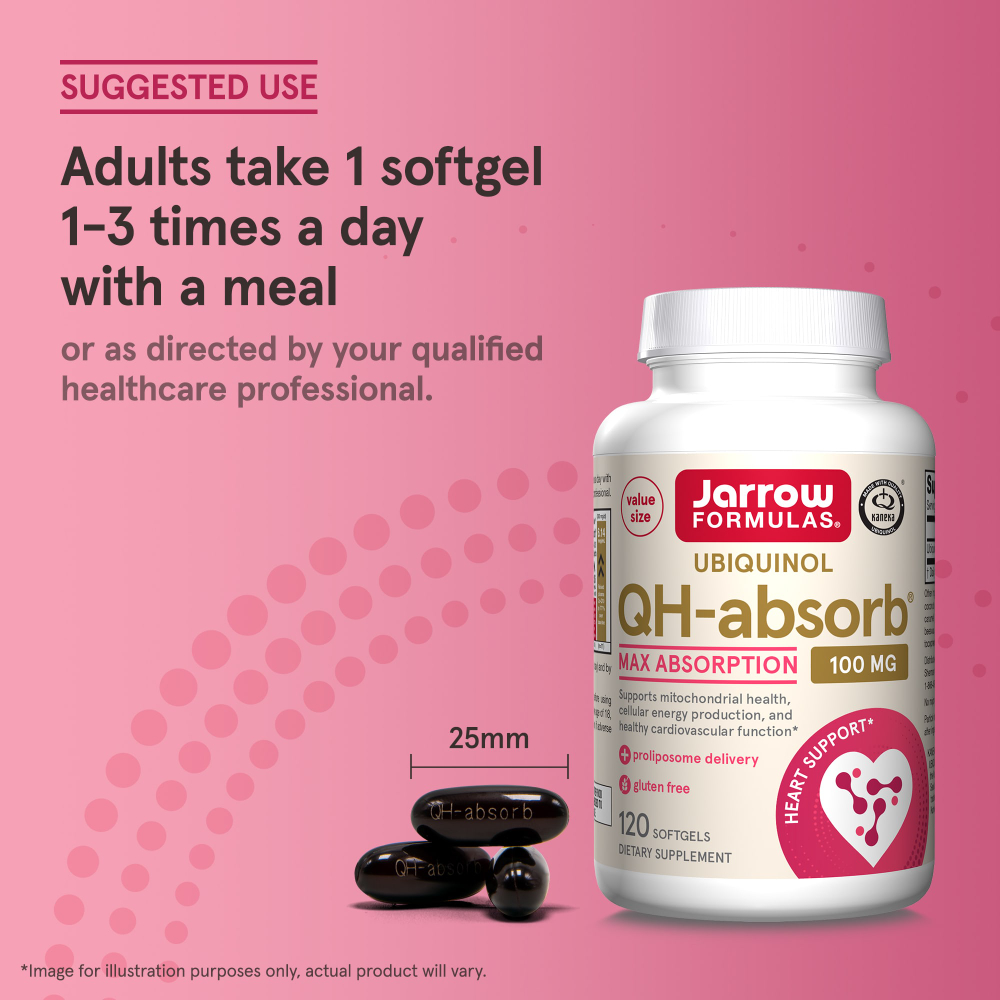Jarrow Formulas, QH-Absorb, убихинол, максимальное усвоение, 100 мг, 120 капсул