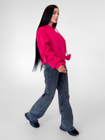 Толстовка LJHY 8315 однотонная со сборкой и сердечками на рукавах