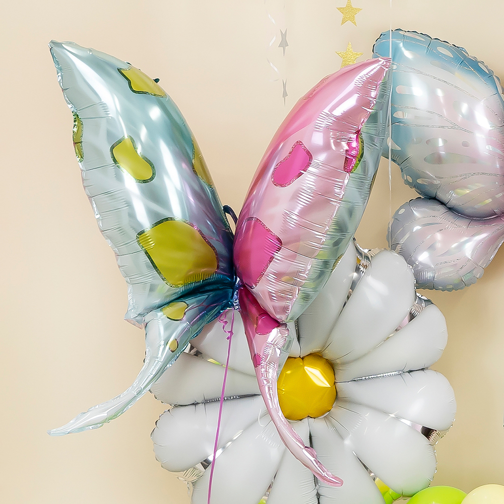 Фольгированный шар-фигура «Бабочка» голубо-розовая, 114 см
