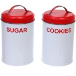 Банка для продуктов металлическая «Ретро» 1300мл, красная, надписи микс