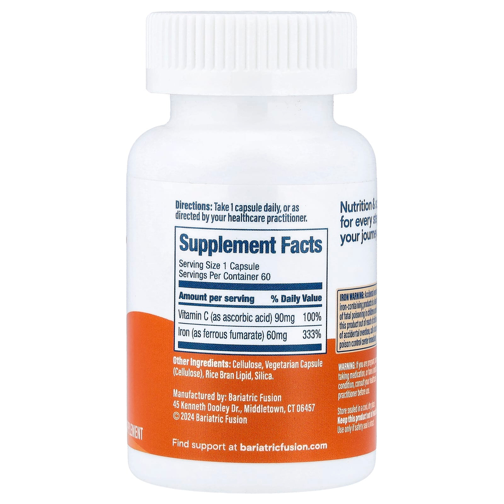Bariatric Fusion, железо и витамин C, 60 капсул