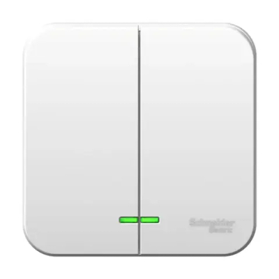 BLANCA О/У 2-клавишный ВЫКЛЮЧАТЕЛЬ (сх.5) с подсветкой, ИЗОЛ.ПЛ.,6А,250В,БЕЛЫЙ